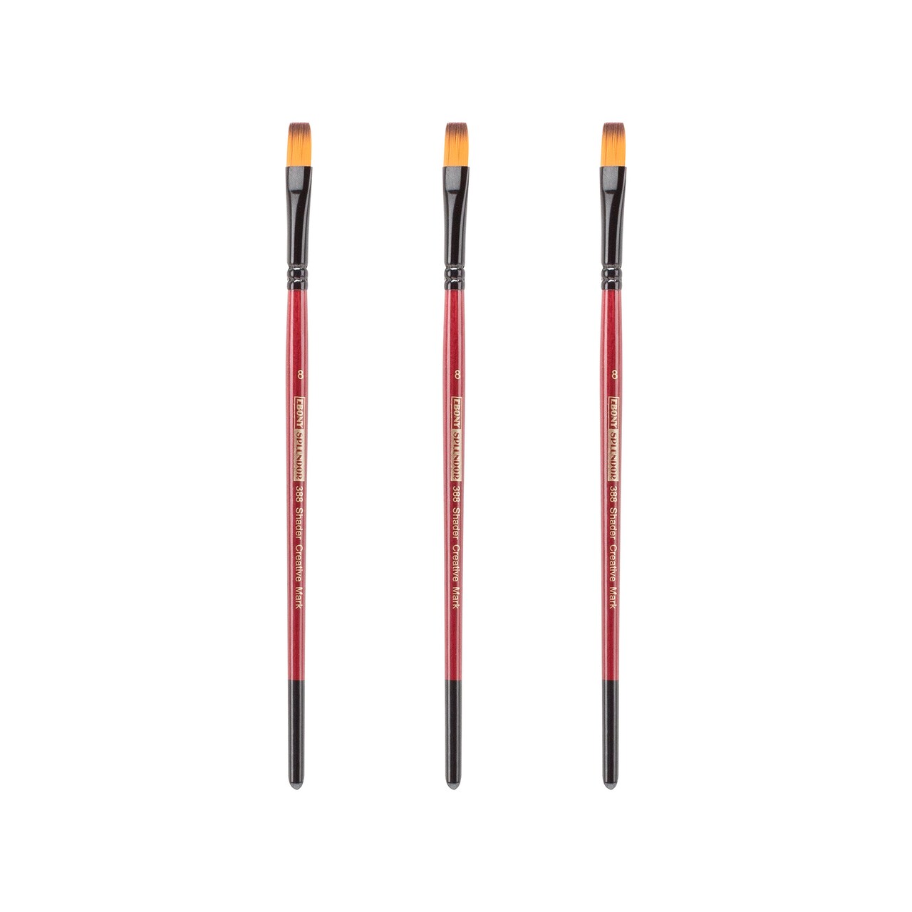 Creative Mark Ebony Splendor Short-Handled Synthetic Sable Paint Brush, Shaders, Pack of 3, Teijin Multi-Filament Hair, Handcrafted Synthetic Paint Brushes for Acrylic, Watercolor Painting and More